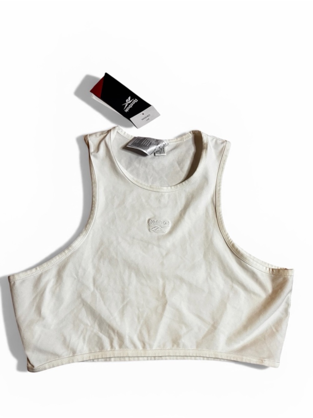 404. Reebok XL Cotton Bralette Chalk Sports Bra Athletic Lounge NWT - Picture 2 of 5